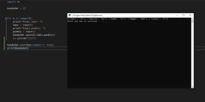 jakuzii - > kandydat.sort(key=lambda t: t[1)

@lionbest: nie działa ( ͡° ʖ̯ ͡°)