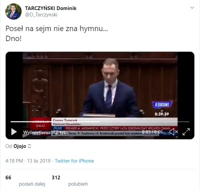 PucziMMA - Tarczyński nazywa "dnem" jakiegoś cycka z PO, który myli słowa hymnu (Jesz...