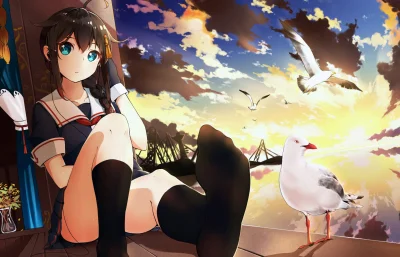 Azur88 - #randomanimeshit #anime #kantaicollection #shigure #longhair #blackhair #blu...