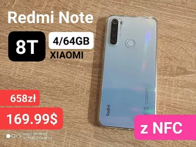 sebekss - Tylko 169.99$ (658zł) za Xiaomi Redmi Note 8T 4/64GB❗
Wersja z NFC ( ͡° ͜ʖ...