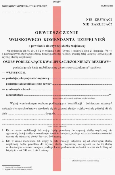 awcalezenie - A tak wygląda obwieszczenie o mobilizacji. Jak je zobaczycie trolle to ...