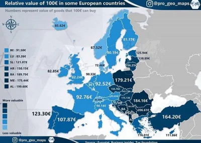 Edward_Kenway - Sila nabywcza 100€ w Europie


#mapporn #europa #pieniadze #turyst...