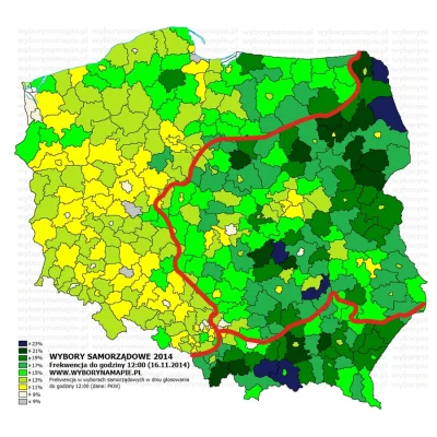 d.....j - Na mapę z frekwencją do 12.00 nałożyłem granice zaborów. Jest jakaś korelac...