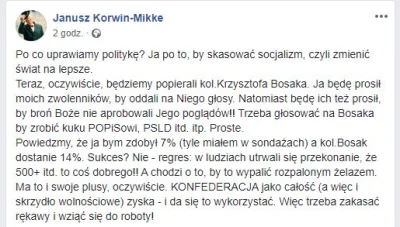 Koryntiusz - Korwin odpala protokół 1% dla Bosaka?
"Ja będę prosił moich zwolenników...