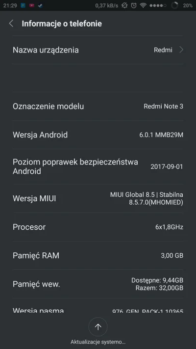 Bialy_Mis - Wgrywać inne miui np miuipolska? Może jest gdzieś z android 7?
Redmi note...