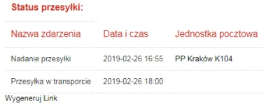 izkYT - Nie podoba mi się brak zmiany statusu przesyłki. Mam nadzieję, że do 1 marca ...