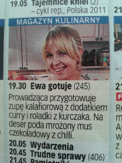 M.....k - jak ktos lubi #ewawachowicz to na #polsat2 bedzie dzis gotowac
SPOILER