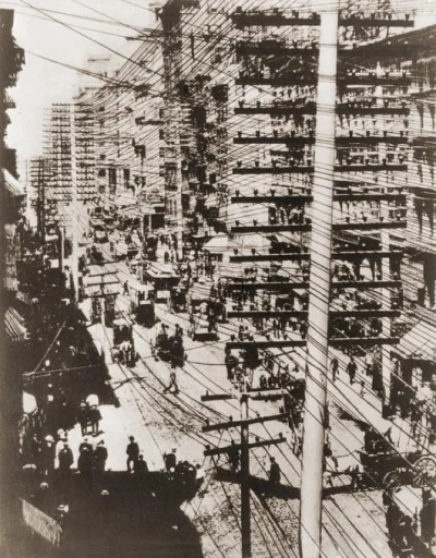 brusilow12 - Kable telefoniczne rozciągające się nad miastem Nowy Jork, 1888 rok

#...