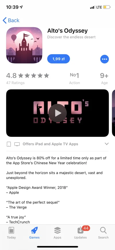 vvit0 - Hej Mirki widzę, że gra na którą czekałem aż pojawi się w promce na #appstore...