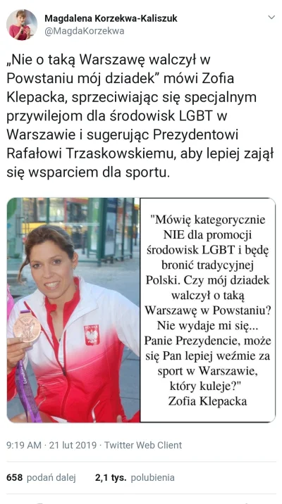 c.....u - „Nie o taką Warszawę walczył w Powstaniu mój dziadek” 
no cóż, może walczył...