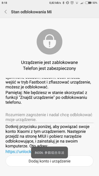 mrpandominik - Ciąg dalszy moich zmagań z odblokowaniem bootloadera w #xiaomi #mi6 Ma...