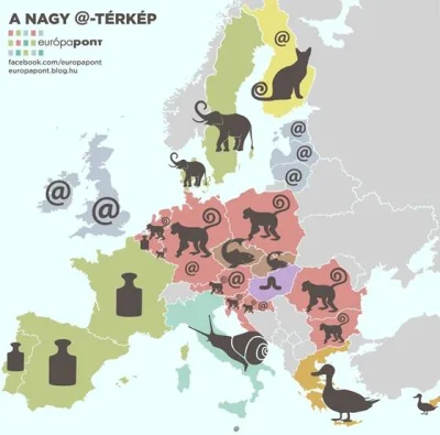 m.....1 - Mapa pokazuje, jak w krajach europejskich mówi się na ten znak: @ 



#ciek...