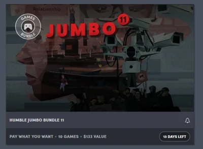 Lookazz - Właśnie ruszyła sprzedaż Humble Jumbo Bundle 11, w paczce znajdziemy:

1$...