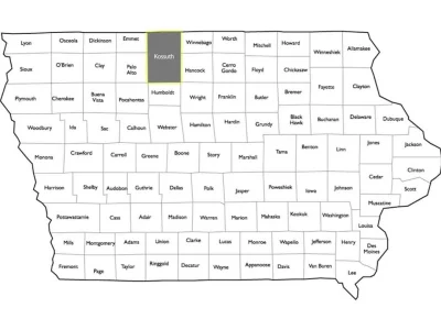 metaxy - Stan Iowa miałby 100 hrabstw, gdyby nie ta abominacja zwana Kossuth.

#map...