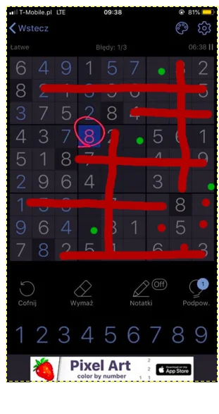 Damiax - @wetcat: 

czerwone kreski i kropki to miejsca gdzie nie moze byc 8 a ziel...