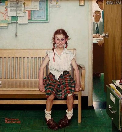 osadzikherbaciany - Norman Rockwell,
 "Girl with Black Eye" 1953
 olej na płótnie
#sz...