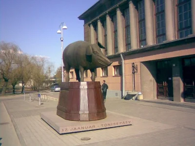 johanlaidoner - Pomnik świni- Tartu, Estonia. Dlaczego nie postawić świni pomnika? Uw...