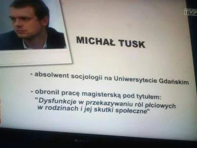 T.....o - Michał Tusk, pierwszy "Misiewicz" RP.

Michał Tusk, jako absolwent socjol...