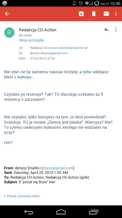 djmysz - Mirki, Mirkówny, wklejamy odpowiedzi od CD Action na nasze maile w komentarz...