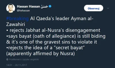 60groszyzawpis - Ajman az-Zawahiri odniósł się do kwestii HTS (Nusry) i jej rzekomego...