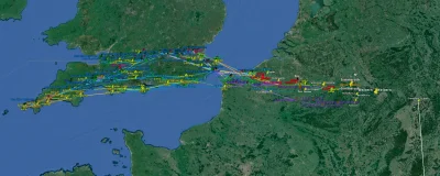 f.....s - Mapa wybranych sieci mikrofalowych łączących Niemcy z Wielką Brytanią