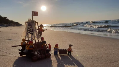 lbjaco - I kolejni piraci na dębeckiej plaży

#lego #debki #morze