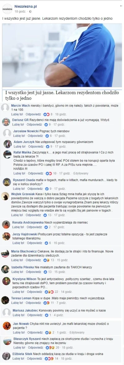 saakaszi - Czytelnicy niezależnej.pl, wyborcy PiS, w tradycyjny sposób o lekarzach re...