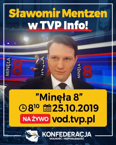 shido - Sławomir Mentzen jutro o 8:10 w programie Minęła 8 w TVP Info.

#konfederac...