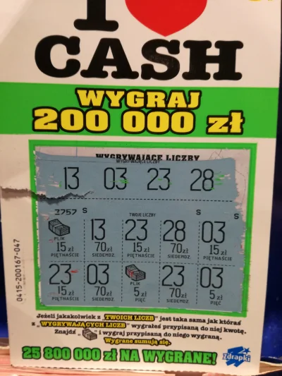 Seee - I cyk. 350 zł. Ostatnio dobrze idzie :)
#lotto #zdrapki