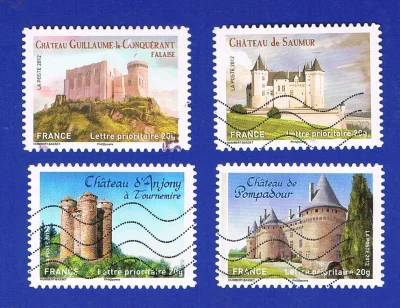 m.....3 - Zamki na znaczkach z Francji z 2012r.
Seria liczy 24 znaczki. 
#filatelis...