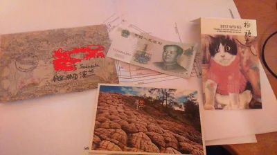 GosciuKolorowy - Mirki, przyszła kartka z 1 Yuan'em od @miki3475, pozdrawiam gorąco i...