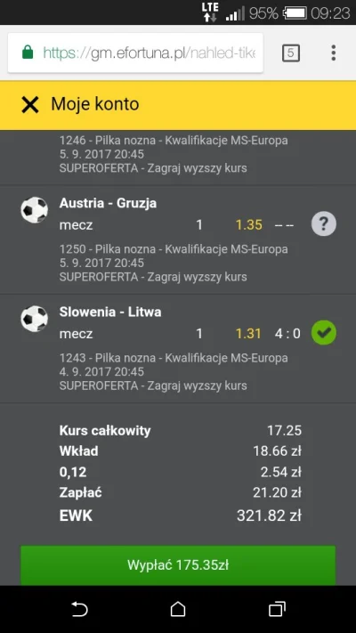 kalaj - Zostawić czy wypłacić?
Zostało Włochy-Izrael 1 i Austria-Gruzja 1 
#bukmacher...