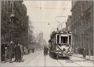 s.....w - Kraków. Otwarcie nowej linii tramwajowej na ul. Rakowickiej w 1934 roku. Na...