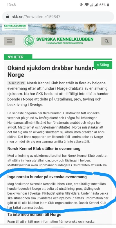 mirkobeniz - Komunikat SKK o zakazie występu norweskich psów i o tym, że w Norwegii w...