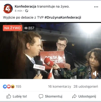 a.....r - W #tvpis na żywo Wilka nie ma, ale na relacji na FB Konfederacji widać jak ...