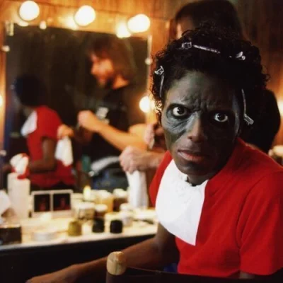 veroling - Archiwalne zdjęcie z 1982 r. - Michael Jackson przygotouje się do teledysk...