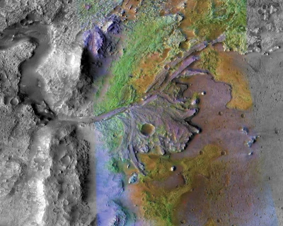 strabcioo - Krater Jezero, miejsce lądowania Marsa 2020: Wizerunek krateru Jezero na ...