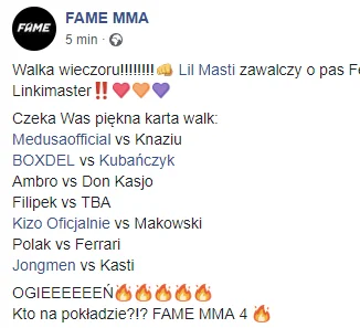 wieszjo - FAME MMA 4 OFICIALNA KARTA WALK

Tylko 3 ciekawe walki, KASJO, FERRARI, F...
