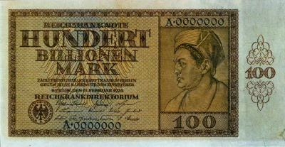 myrmekochoria - Banknot 100 bilionów marek niemieckich, wyemitowany 15 stycznia 1924 ...