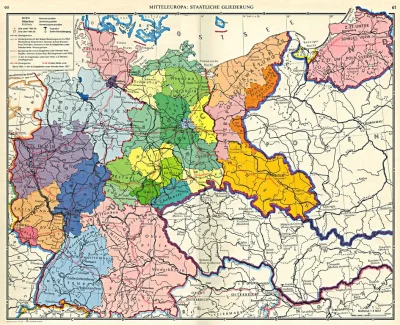 Bednar - Mapa Niemiec w atlasie z RFN z roku... 1960.

#byloaledobre #mapporn #mapy...