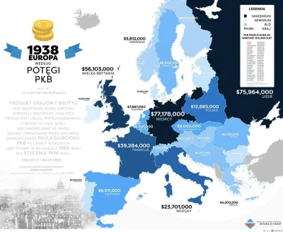 g.....3 - 1938 rok. PKB państw w Europie.

#ciekawostkihistoryczne #historia #ekono...