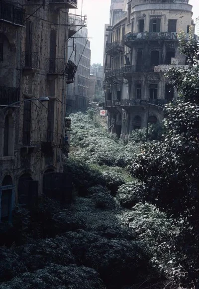 stahs - Strefa demarkacyjna dzieląca Bejrut. Nazywana "zielona linią" bo przez brak m...