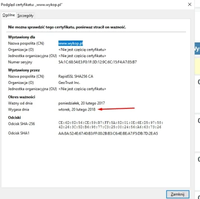 eth0 - Mirki nie macie problemów z certyfikatem na stronie wykop peel? Przed chwilą p...