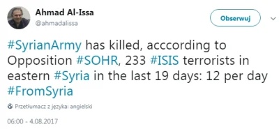 szasznik - Opozycyjny SOHR twierdzi że w ciągu ostatnich 19 dni SAA zabiła 233 bojown...