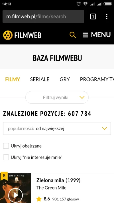 polski - Nareszcie na #filmweb baza dostępna na wersji mobile. Może niedługo uda się ...