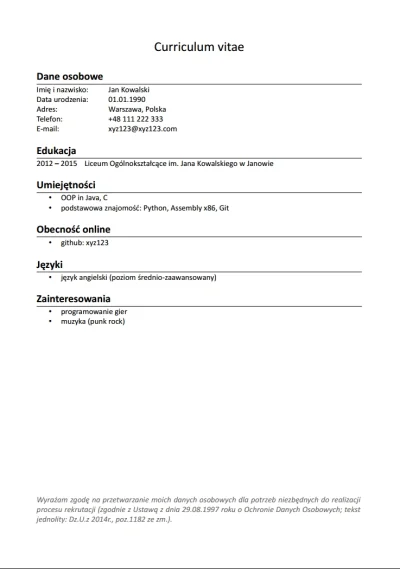 ewart - Takie CV jest wystarczające, czy lepiej użyć jakiegoś szablonu?

#cv #praca