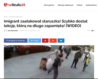 Kmicic007 - Perfidny fake news i clickait!!! 

"Imigrant zaatakował staruszka! Szyb...