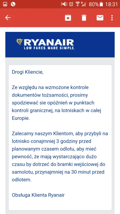 jegertilbake - Dostal ktos tez taka wiadomosc z #ryanair teraz albo wczesniej? Z czeg...