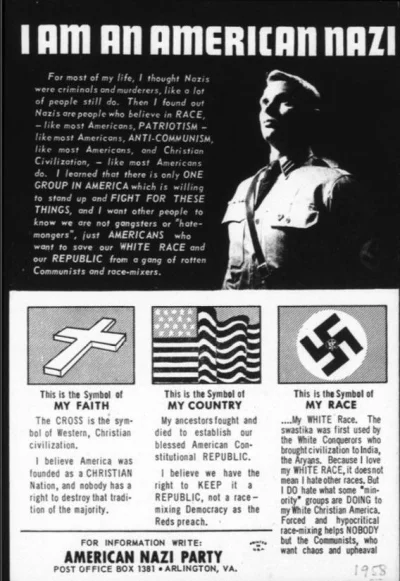 myrmekochoria - Plakat amerykańskiej partii nazistowskiej, 1958 

Artykuł

#stars...