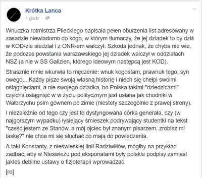 smyl - Wnuczka rtm. Pileckiego opublikowała list (całość poniżej). Oczywiście ani sło...